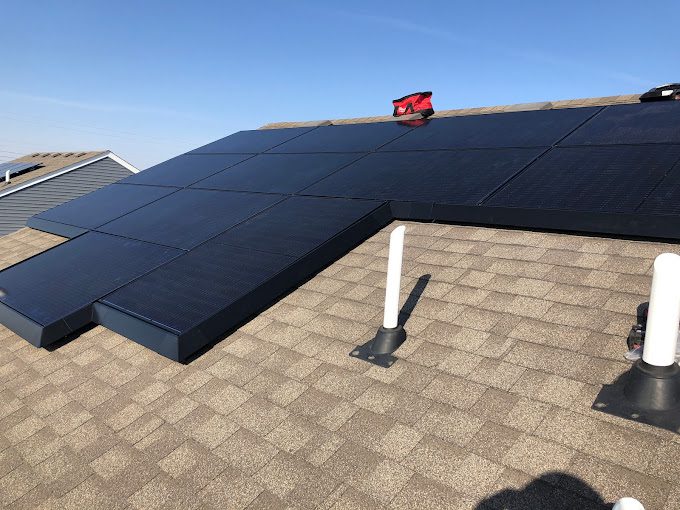Solar panel installation on roof