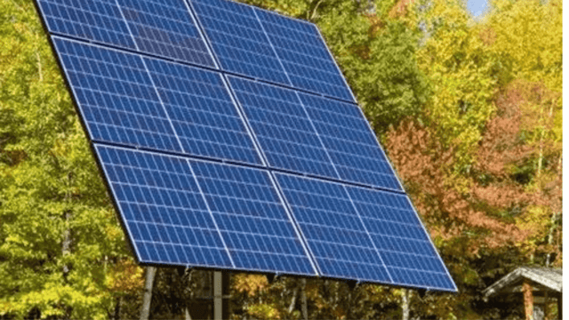 Solar panel on direct sunlight